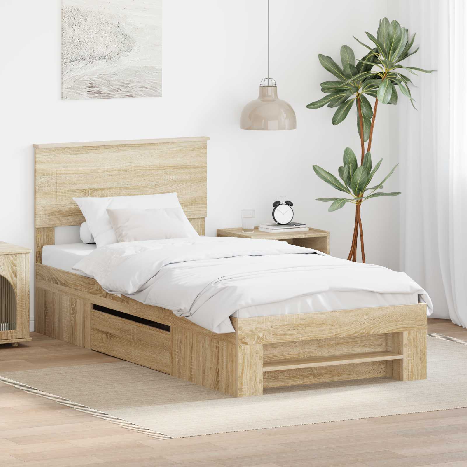 vidaXL Ramka łóżka Dąb Sonoma 80 x 200 cm Materiał drewnopochodny