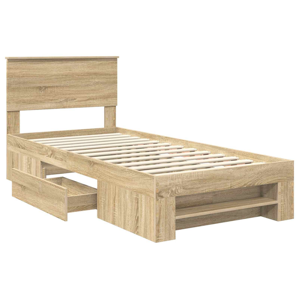 vidaXL Ramka łóżka Dąb Sonoma 80 x 200 cm Materiał drewnopochodny
