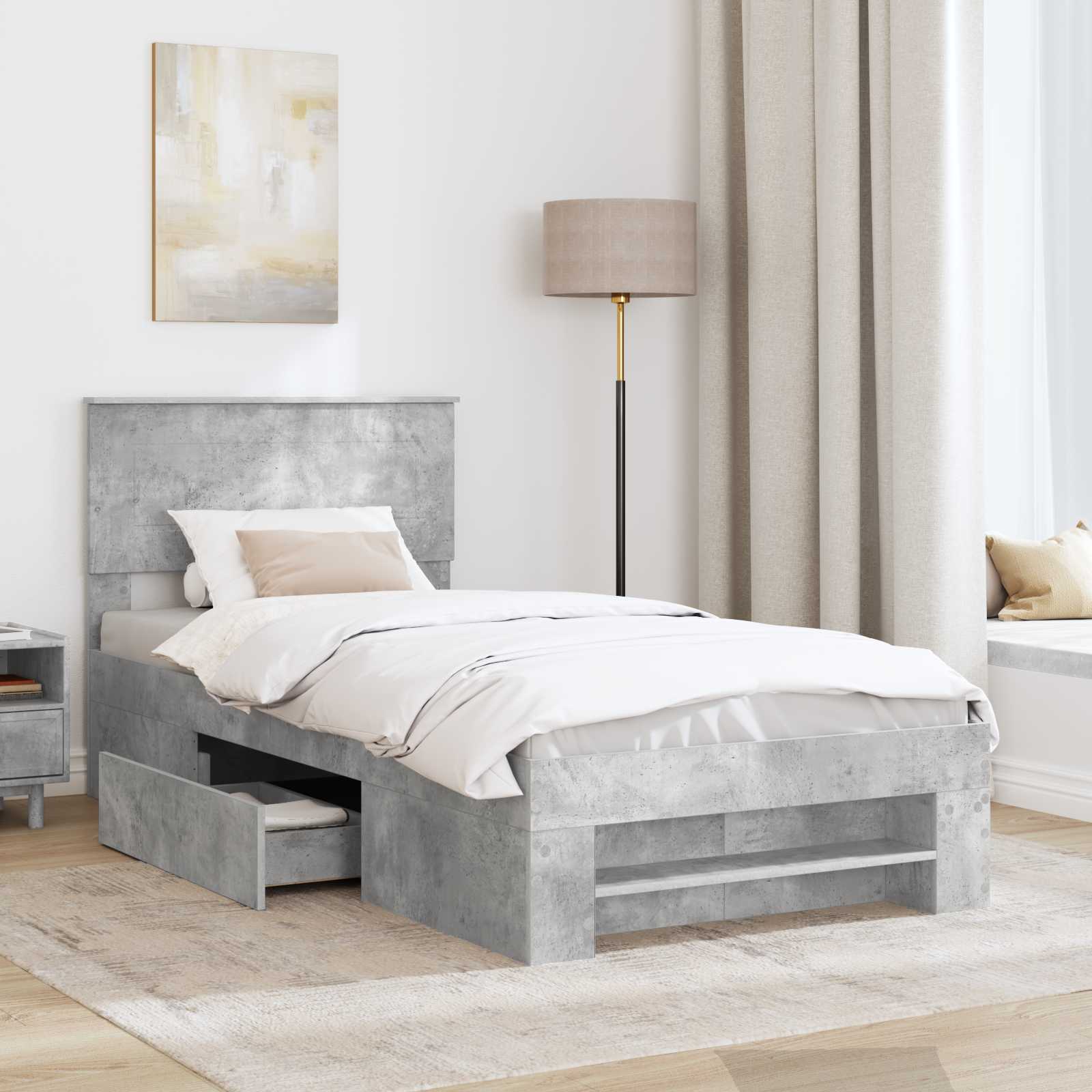 vidaXL Ramka łóżka Betonowy szary 80 x 200 cm Materiał drewnopochodny