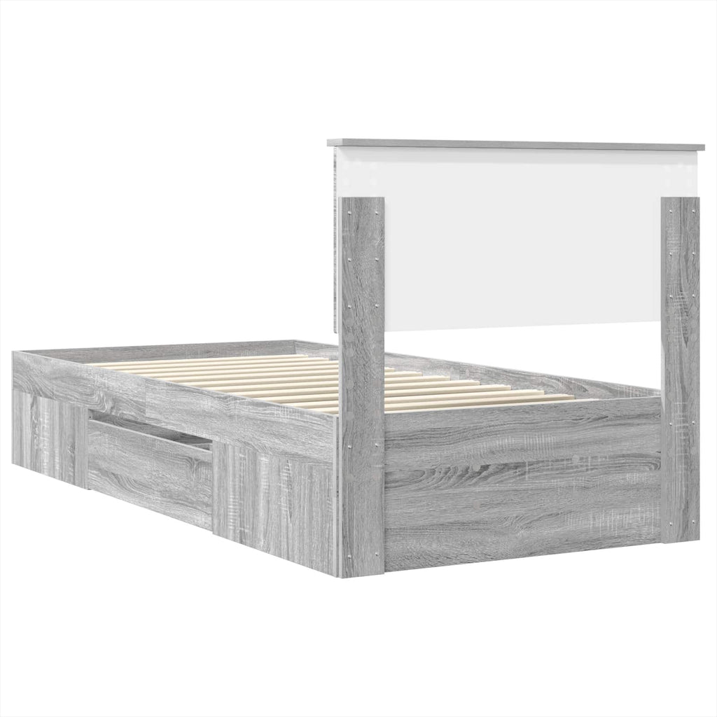 vidaXL Ramka łóżka Szary Sonoma 80 x 200 cm Materiał drewnopochodny