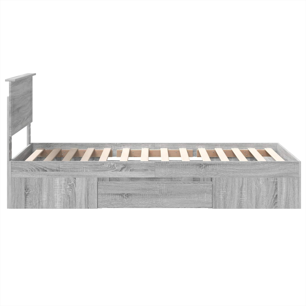 vidaXL Ramka łóżka Szary Sonoma 80 x 200 cm Materiał drewnopochodny