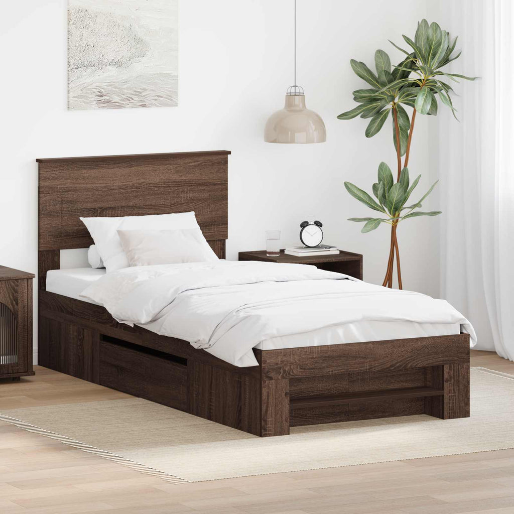 vidaXL Ramka łóżka Brązowy dąb 80 x 200 cm Materiał drewnopochodny