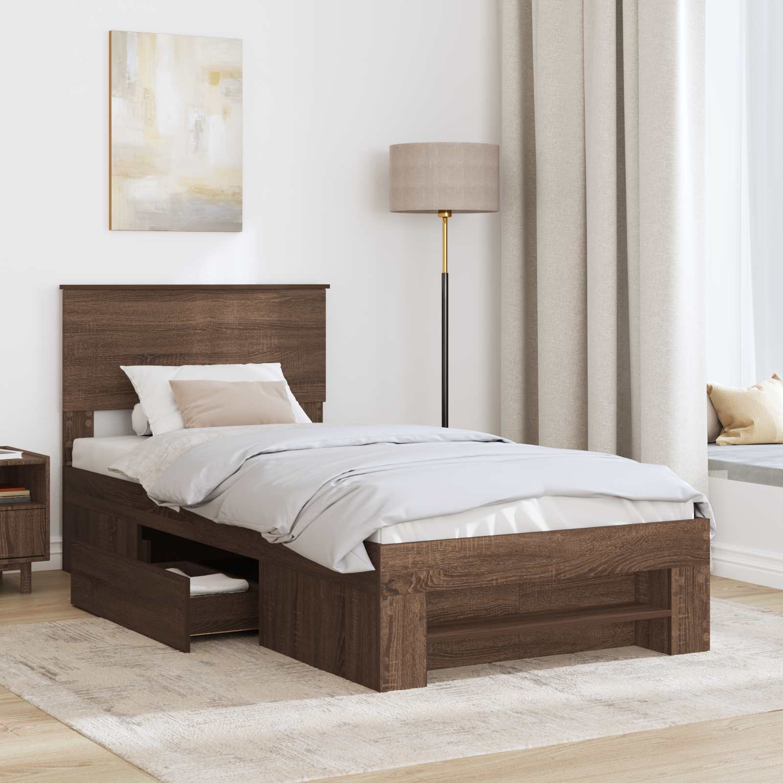 vidaXL Ramka łóżka Brązowy dąb 80 x 200 cm Materiał drewnopochodny