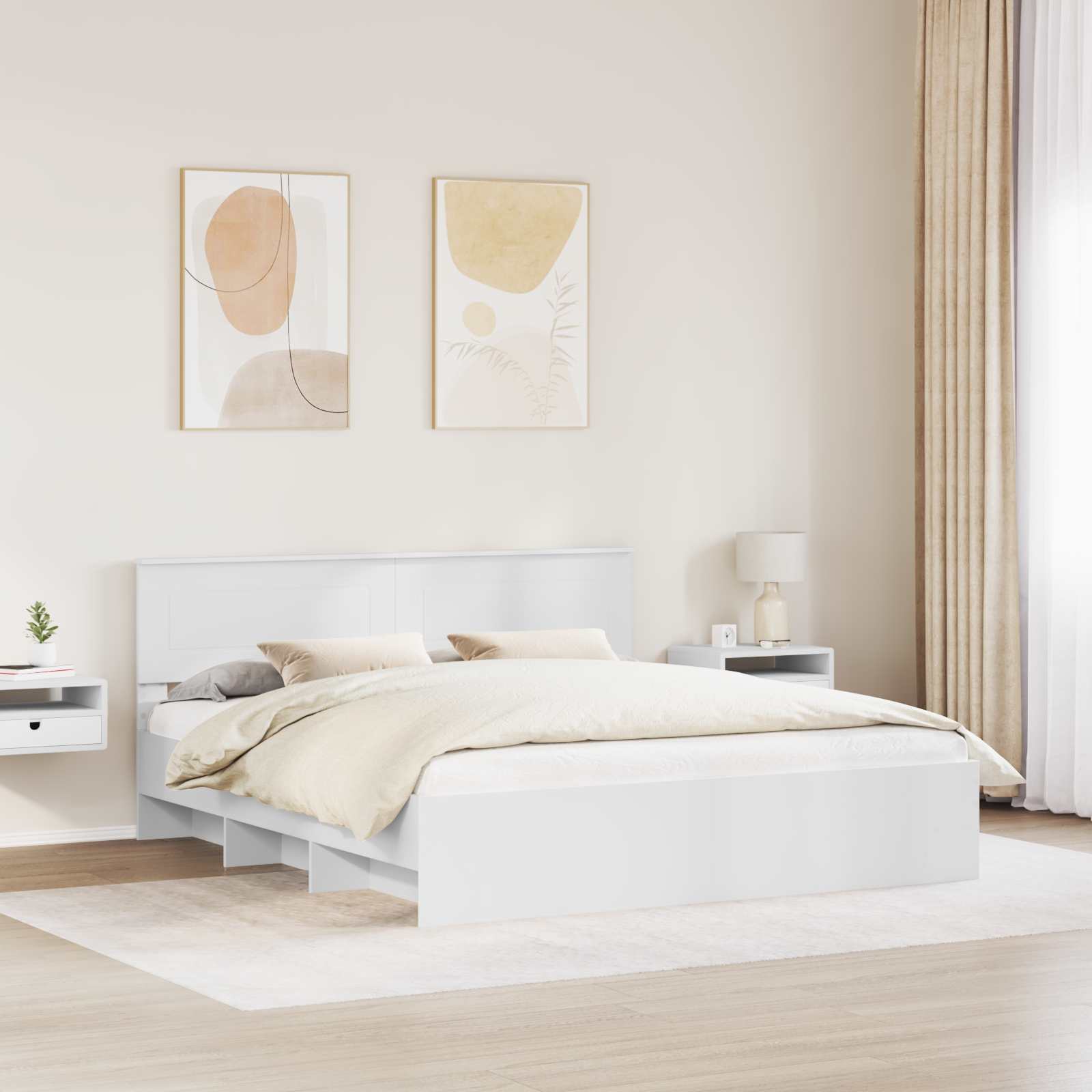 vidaXL Ramka łóżka Biały 200 x 200 cm Materiał drewnopochodny