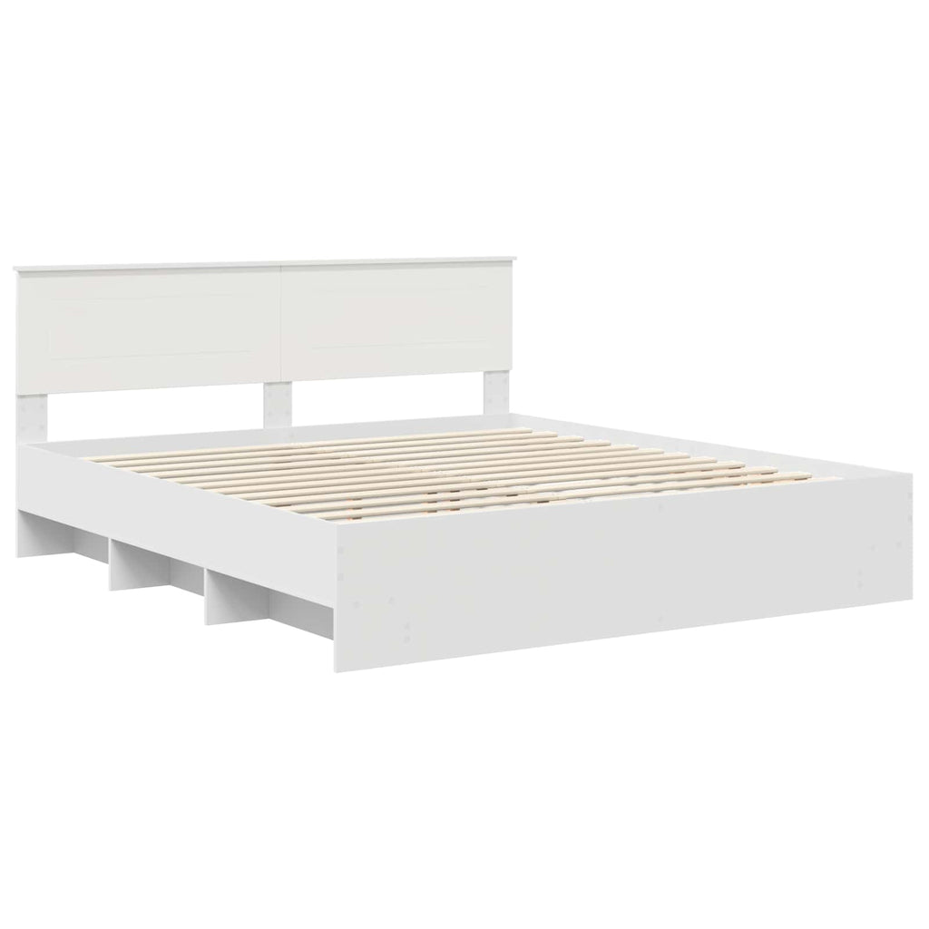 vidaXL Ramka łóżka Biały 200 x 200 cm Materiał drewnopochodny