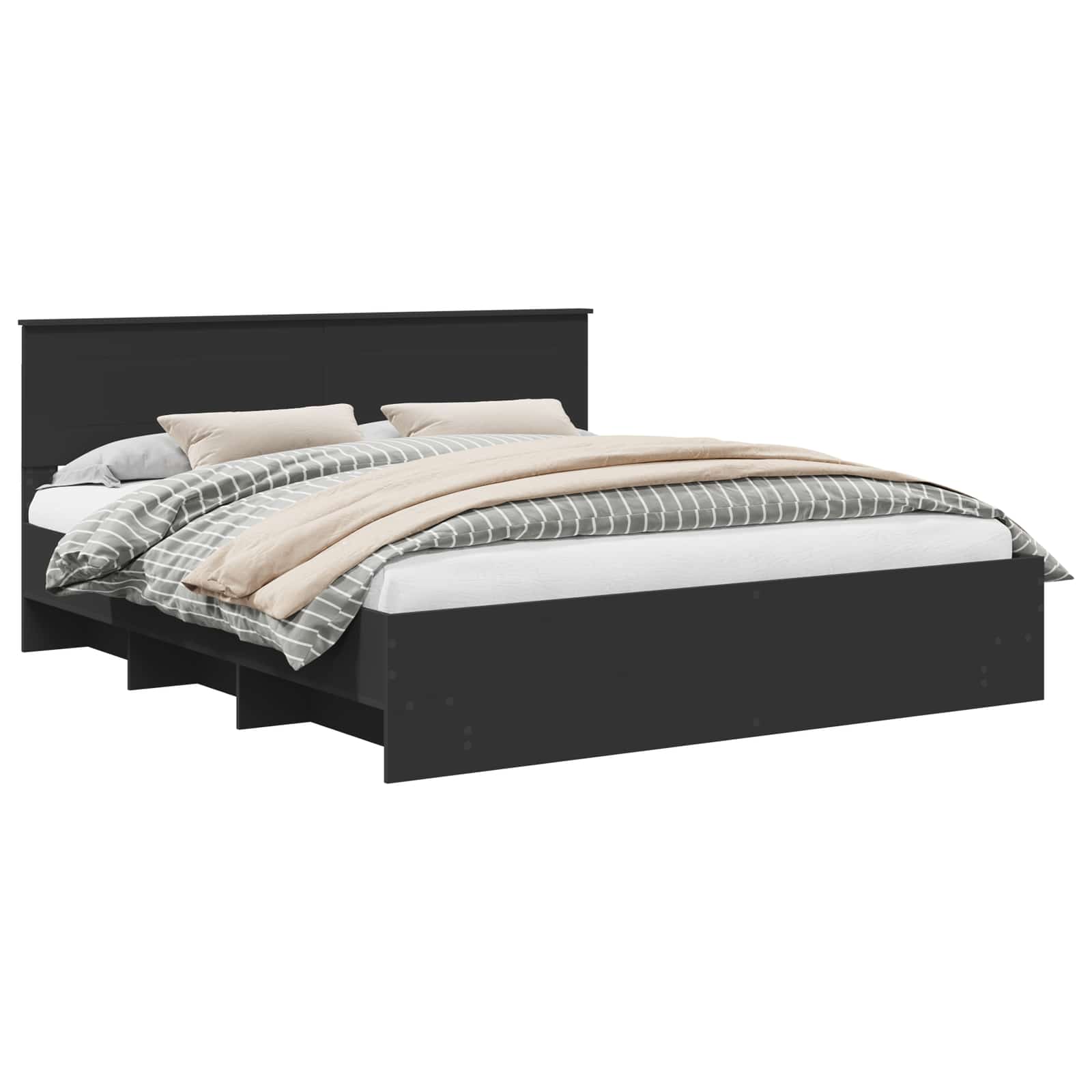 vidaXL Ramka łóżka Czarny 200 x 200 cm Materiał drewnopochodny