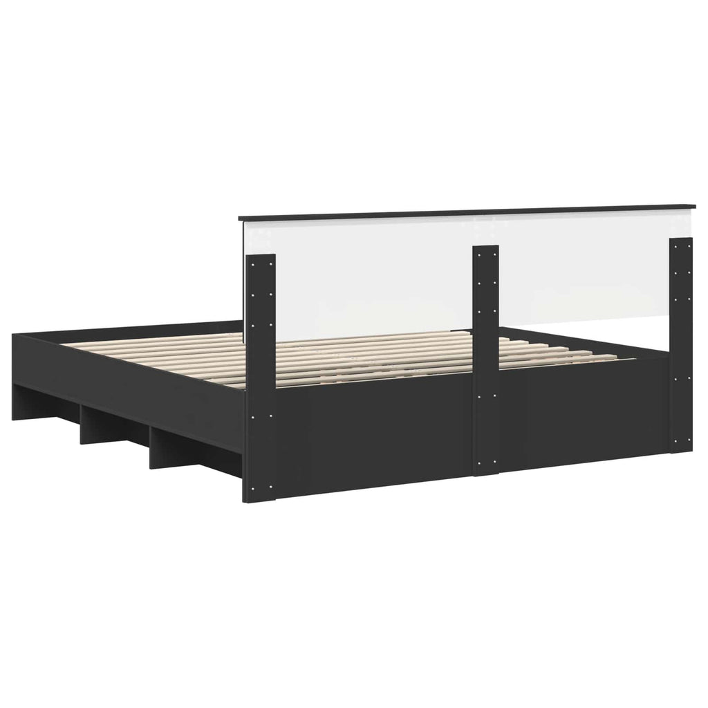 vidaXL Ramka łóżka Czarny 200 x 200 cm Materiał drewnopochodny