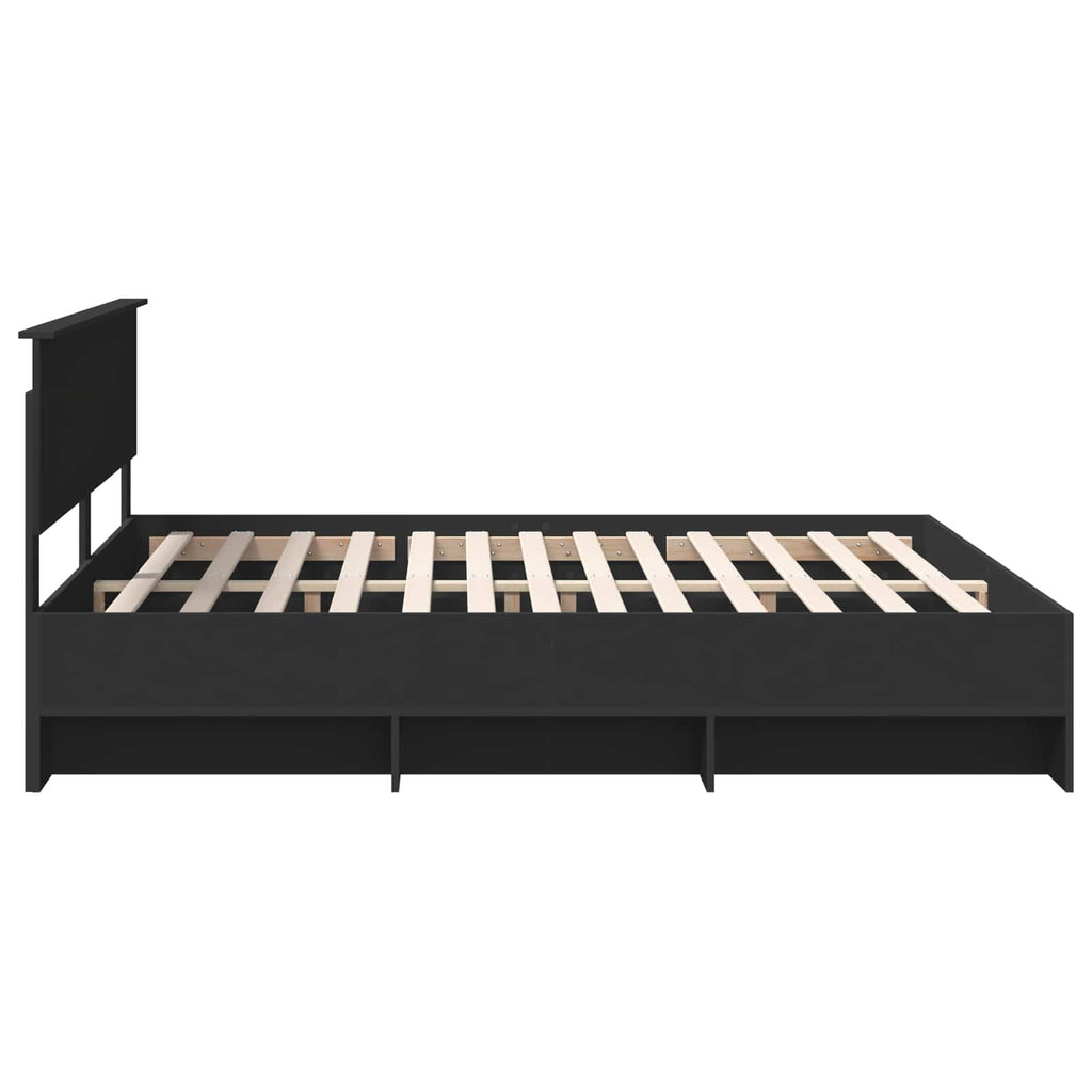 vidaXL Ramka łóżka Czarny 200 x 200 cm Materiał drewnopochodny
