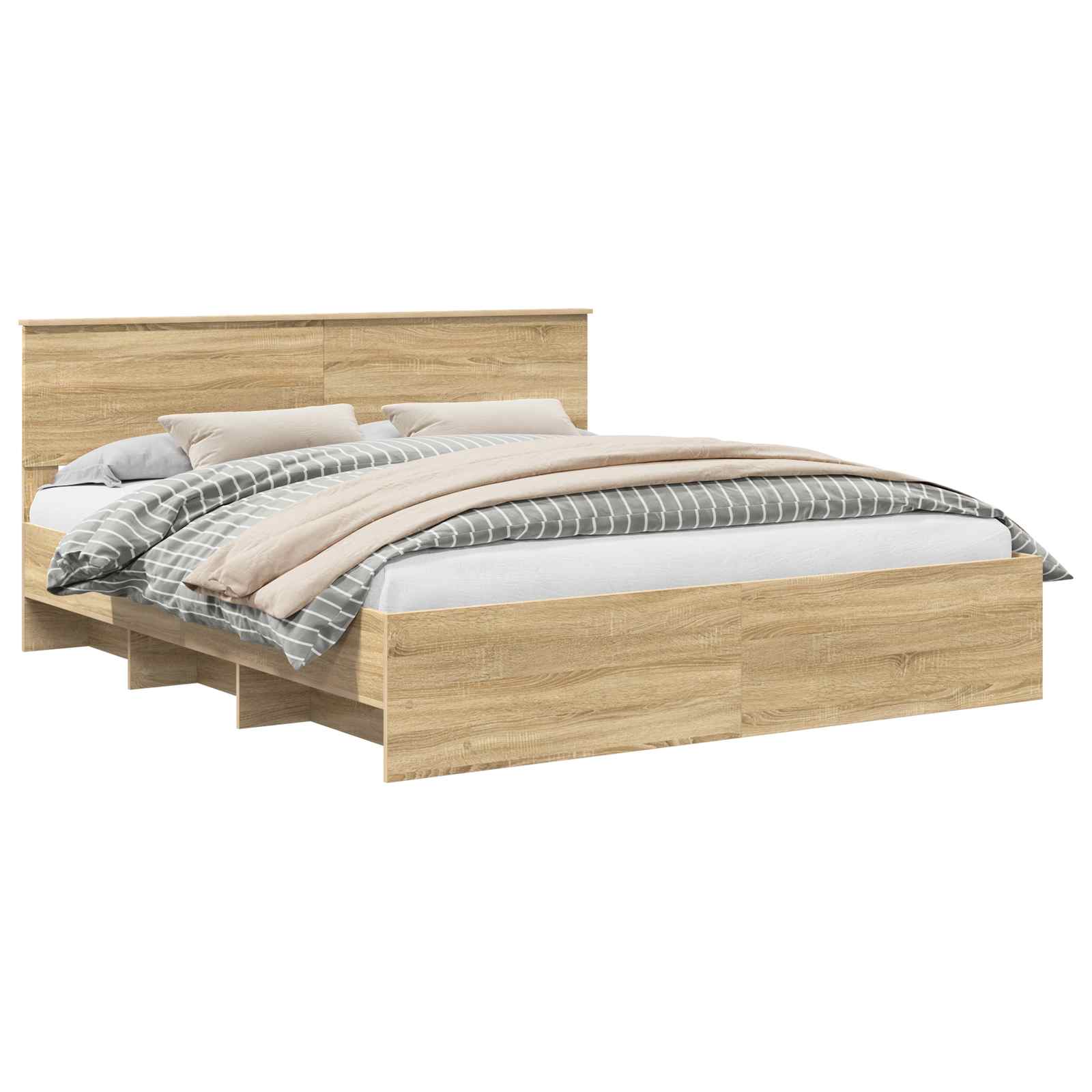 vidaXL Ramka łóżka Dąb Sonoma 200 x 200 cm Materiał drewnopochodny