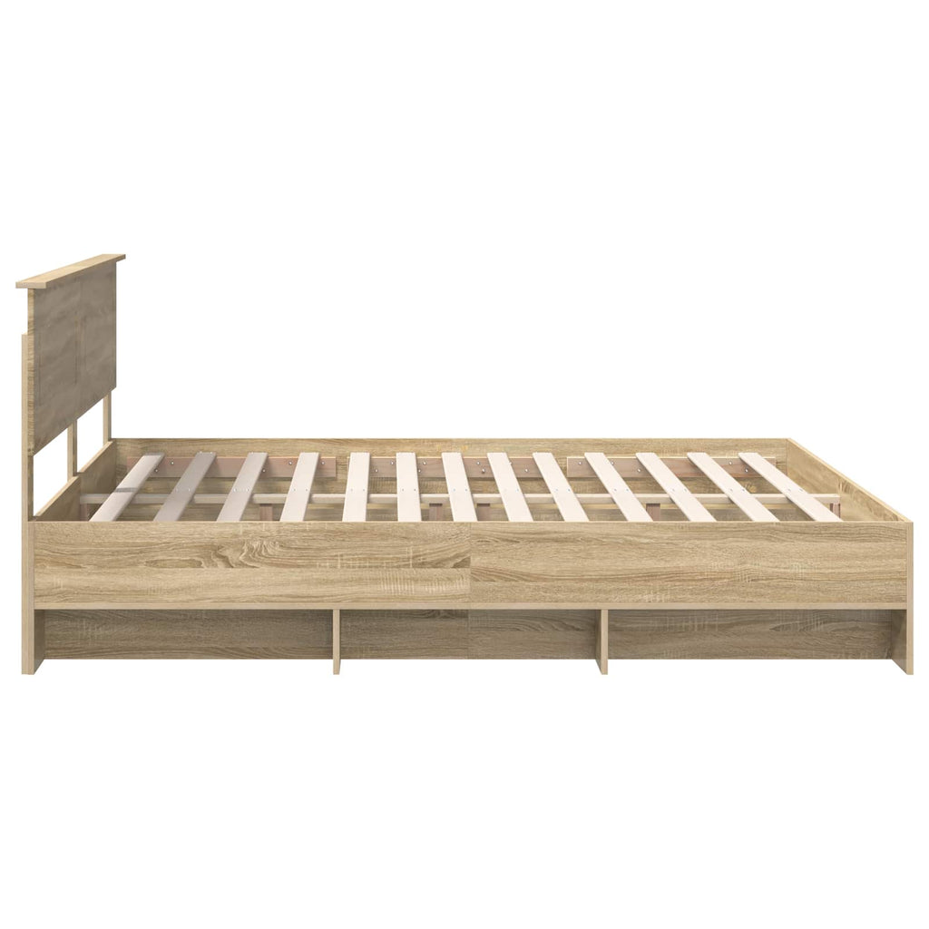 vidaXL Ramka łóżka Dąb Sonoma 200 x 200 cm Materiał drewnopochodny