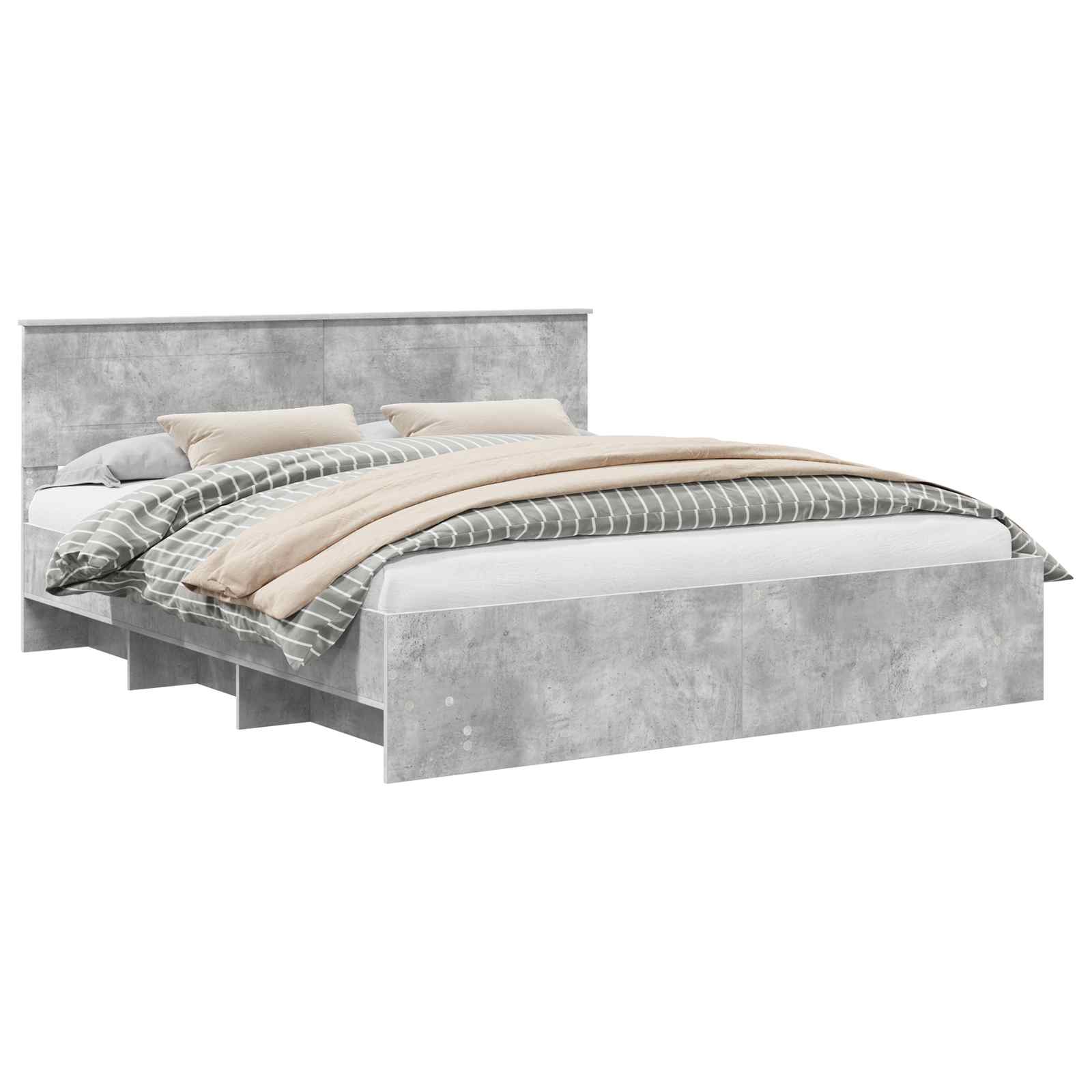 vidaXL Ramka łóżka Betonowy szary 200 x 200 cm Materiał drewnopochodny