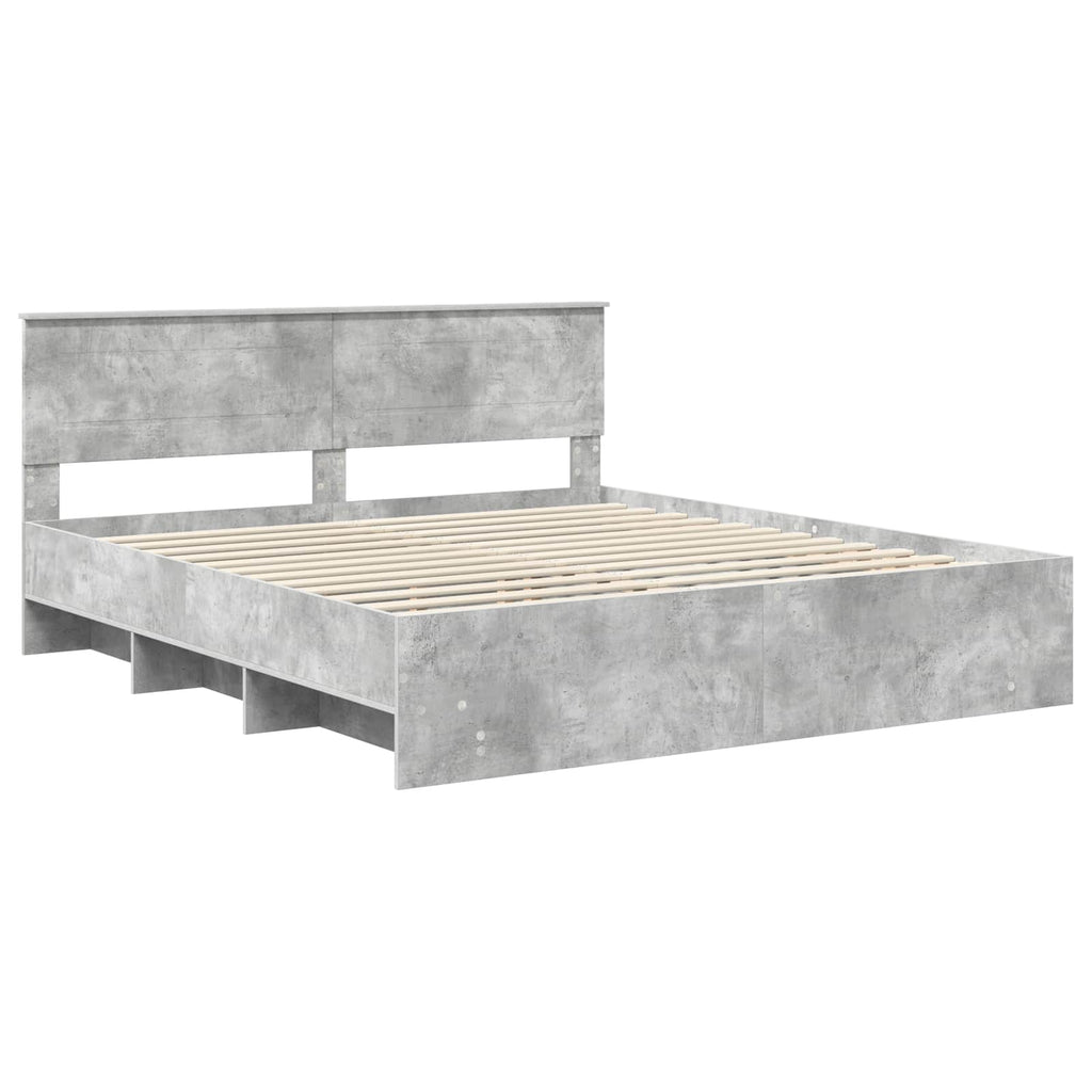 vidaXL Ramka łóżka Betonowy szary 200 x 200 cm Materiał drewnopochodny