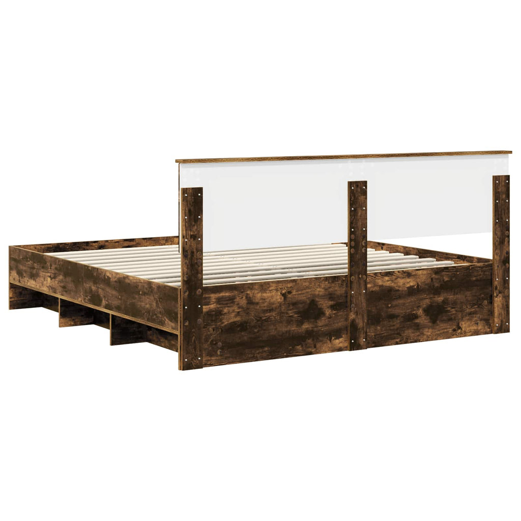 vidaXL Ramka łóżka Dąb wędzony 200 x 200 cm Materiał drewnopochodny