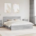 vidaXL Ramka łóżka Szary Sonoma 200 x 200 cm Materiał drewnopochodny