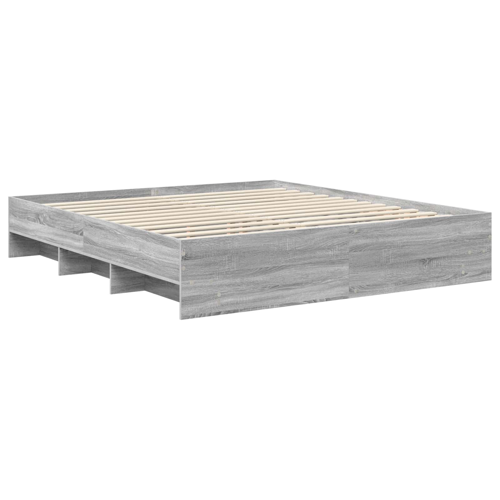 vidaXL Ramka łóżka Szary Sonoma 200 x 200 cm Materiał drewnopochodny