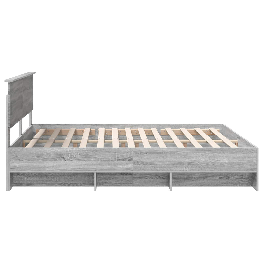 vidaXL Ramka łóżka Szary Sonoma 200 x 200 cm Materiał drewnopochodny