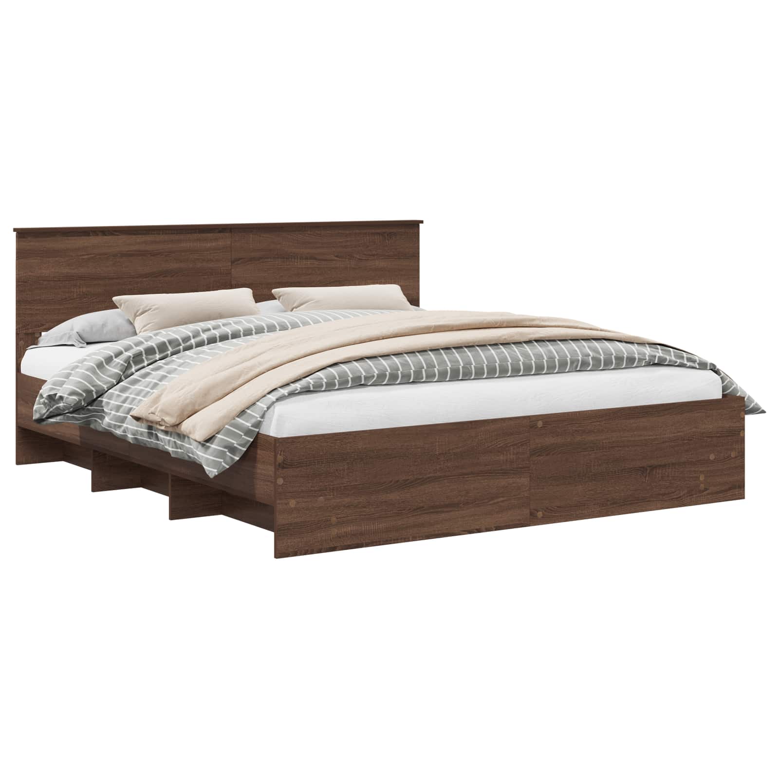 vidaXL Ramka łóżka Brązowy dąb 200 x 200 cm Materiał drewnopochodny