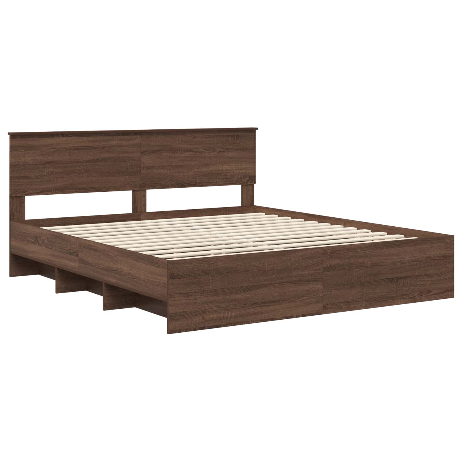 vidaXL Ramka łóżka Brązowy dąb 200 x 200 cm Materiał drewnopochodny