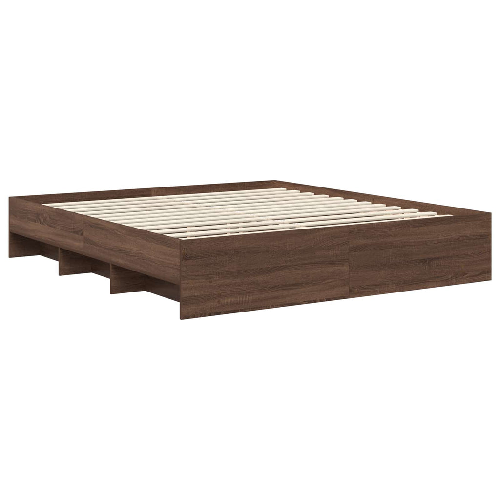 vidaXL Ramka łóżka Brązowy dąb 200 x 200 cm Materiał drewnopochodny