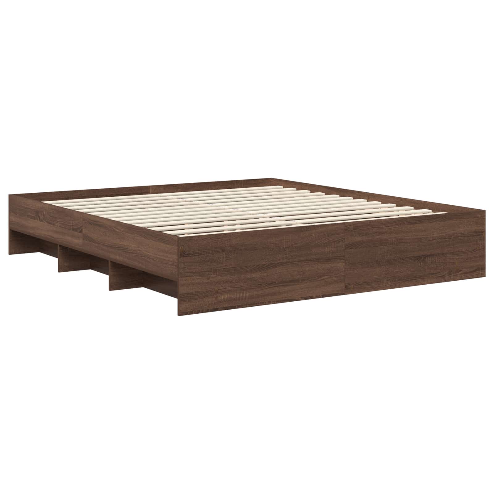 vidaXL Ramka łóżka Brązowy dąb 200 x 200 cm Materiał drewnopochodny