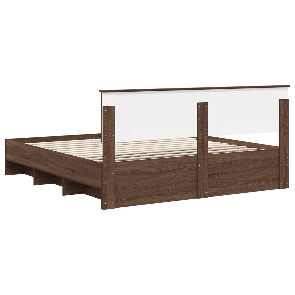 vidaXL Ramka łóżka Brązowy dąb 200 x 200 cm Materiał drewnopochodny