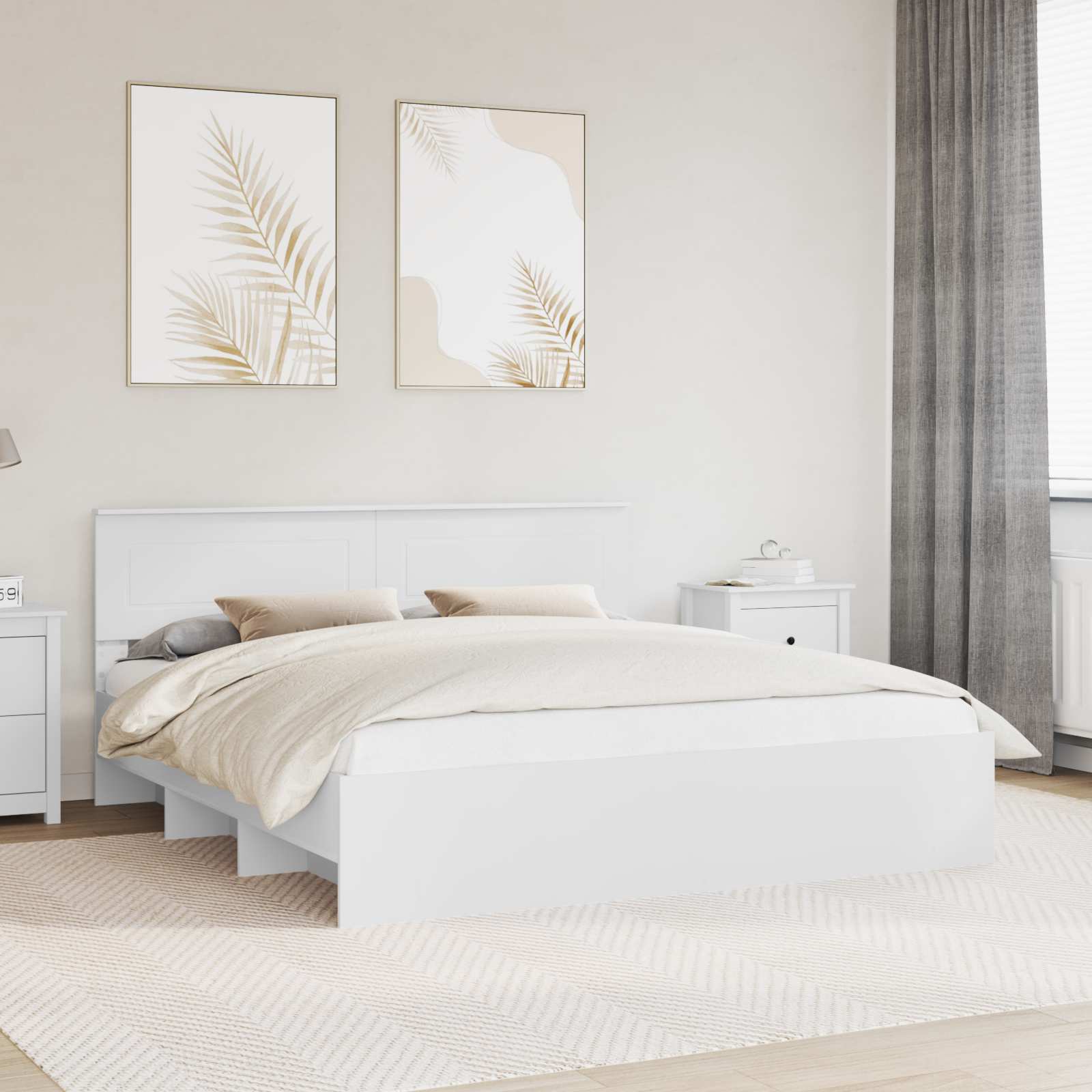 vidaXL Ramka łóżka Biały 180 x 200 cm Materiał drewnopochodny