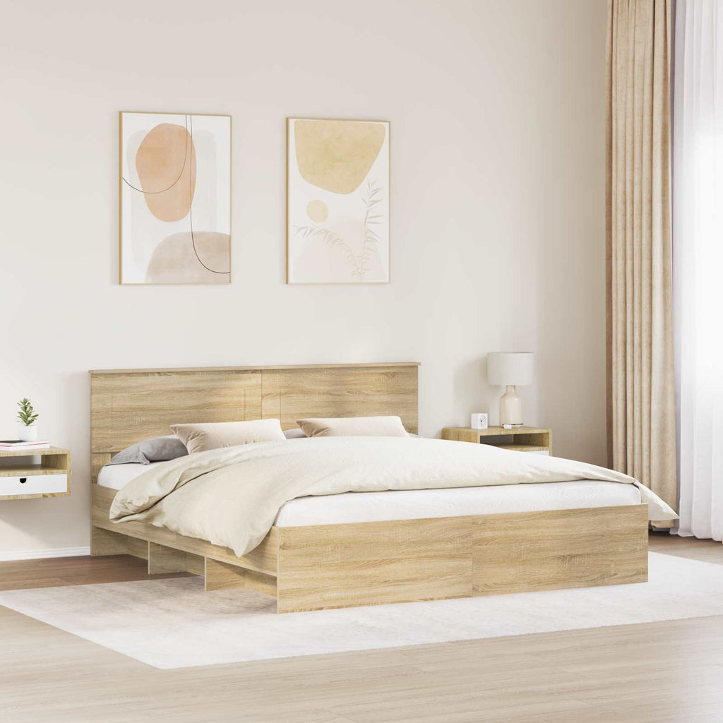 vidaXL Ramka łóżka Dąb Sonoma 180 x 200 cm Materiał drewnopochodny