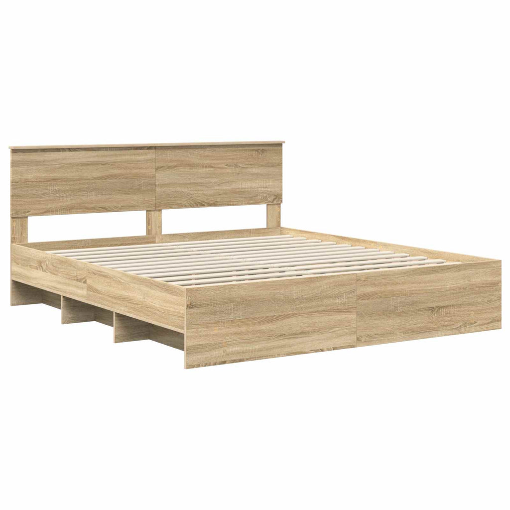 vidaXL Ramka łóżka Dąb Sonoma 180 x 200 cm Materiał drewnopochodny