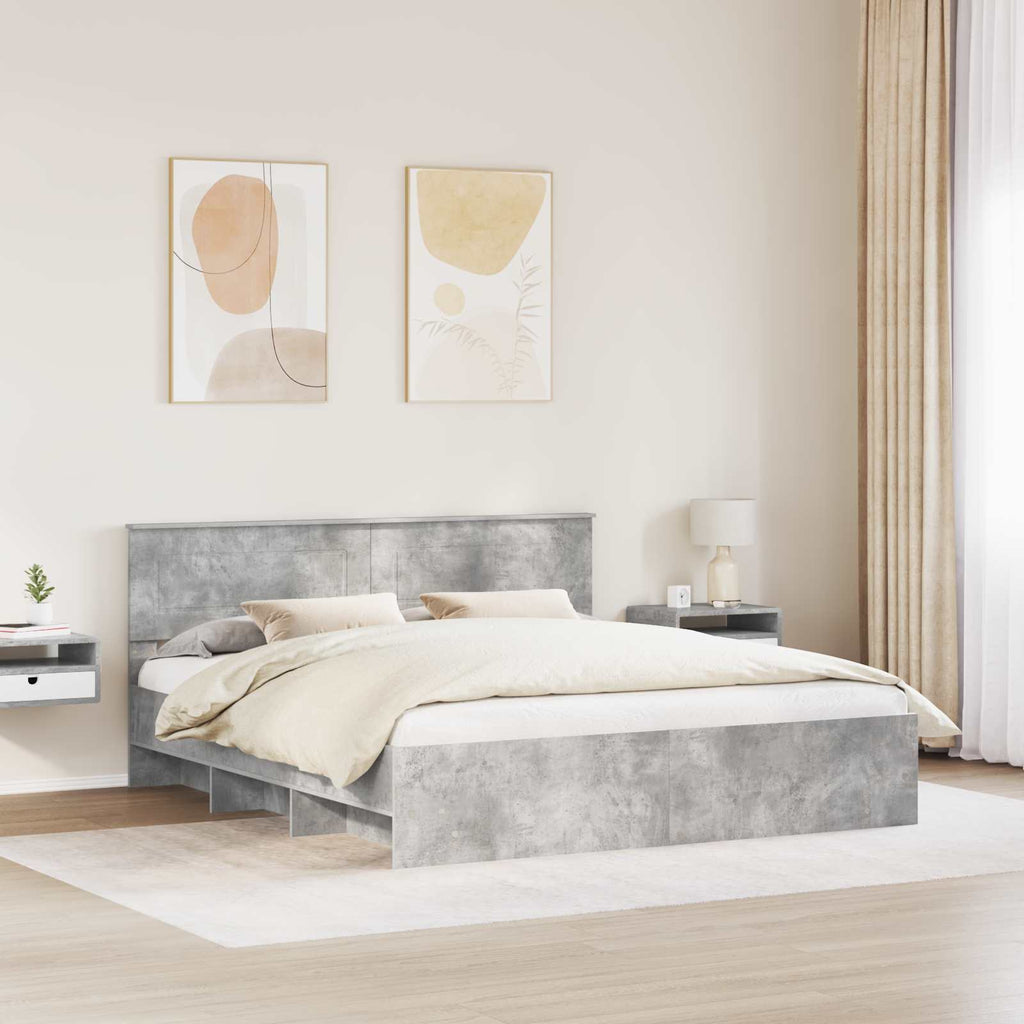 vidaXL Ramka łóżka Betonowy szary 180 x 200 cm Materiał drewnopochodny