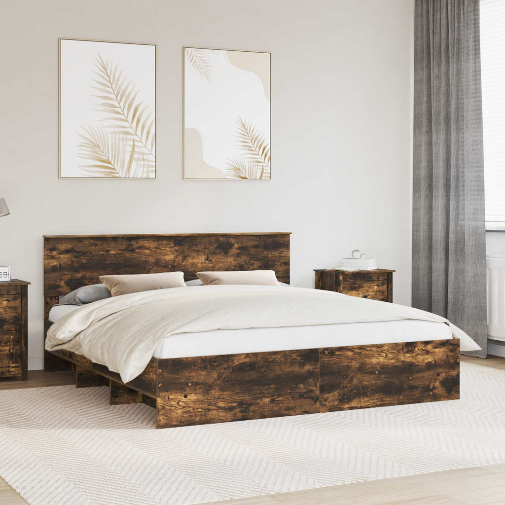 vidaXL Ramka łóżka Dąb wędzony 180 x 200 cm Materiał drewnopochodny