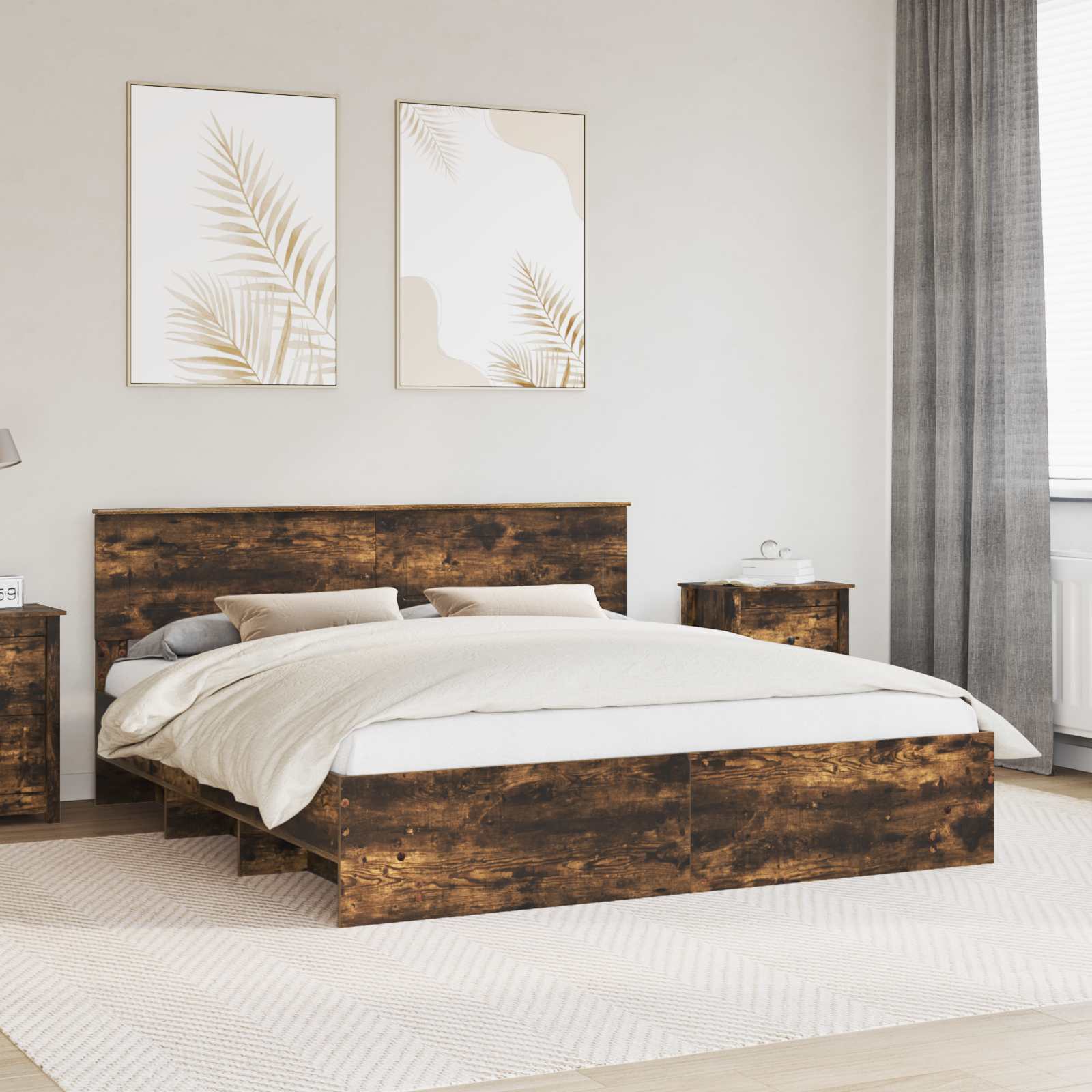 vidaXL Ramka łóżka Dąb wędzony 180 x 200 cm Materiał drewnopochodny