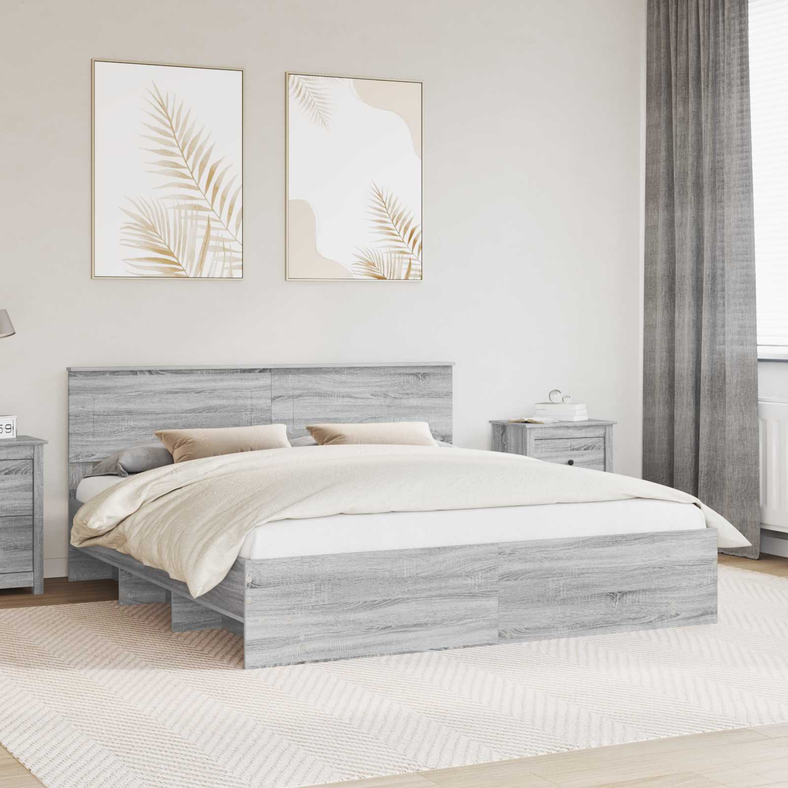 vidaXL Ramka łóżka Szary Sonoma 180 x 200 cm Materiał drewnopochodny