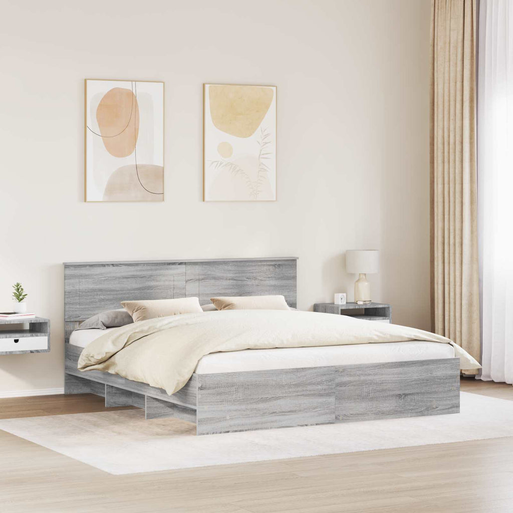 vidaXL Ramka łóżka Szary Sonoma 180 x 200 cm Materiał drewnopochodny