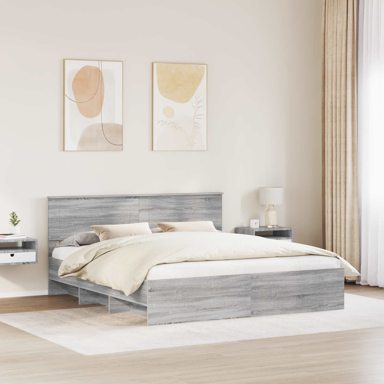 vidaXL Ramka łóżka Szary Sonoma 180 x 200 cm Materiał drewnopochodny