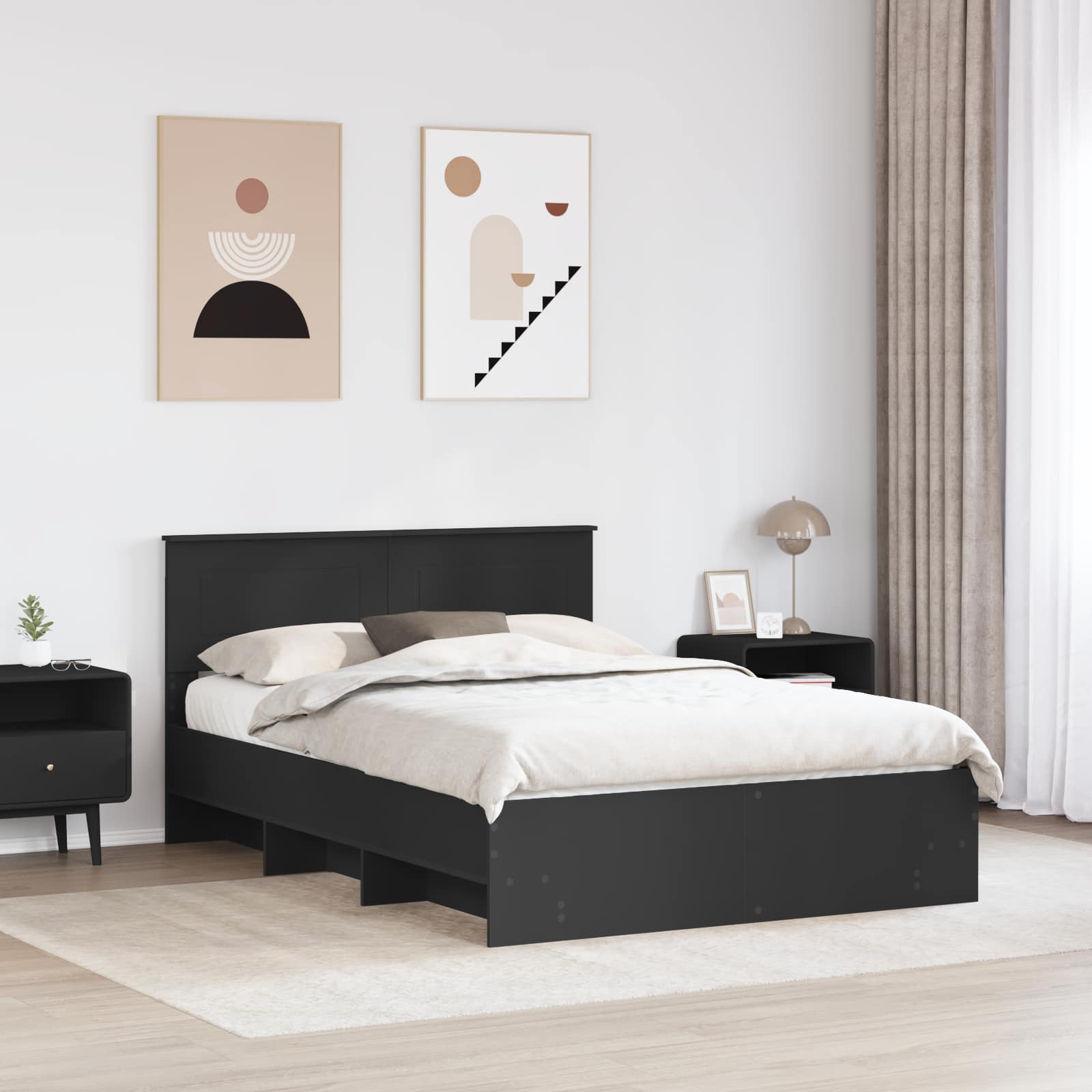vidaXL Ramka łóżka Czarny 160 x 200 cm Materiał drewnopochodny