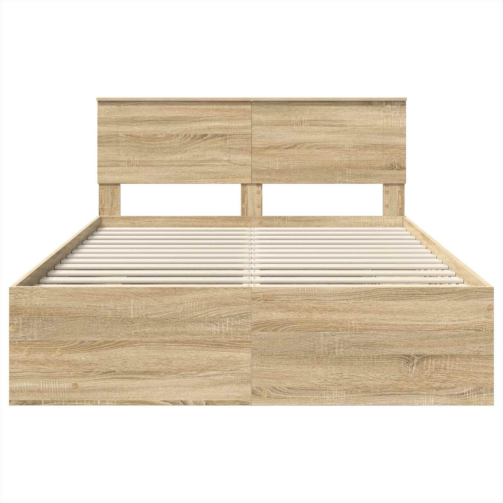vidaXL Ramka łóżka Dąb Sonoma 150 x 200 cm Materiał drewnopochodny