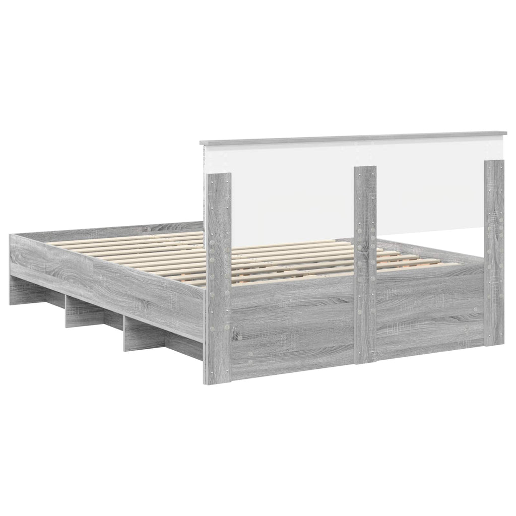vidaXL Ramka łóżka Szary Sonoma 150 x 200 cm Materiał drewnopochodny