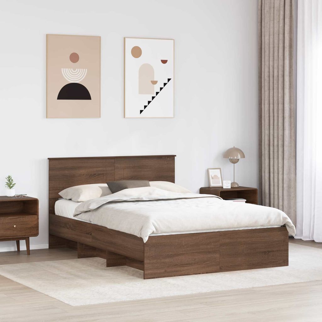 vidaXL Ramka łóżka Brązowy dąb 150 x 200 cm Materiał drewnopochodny