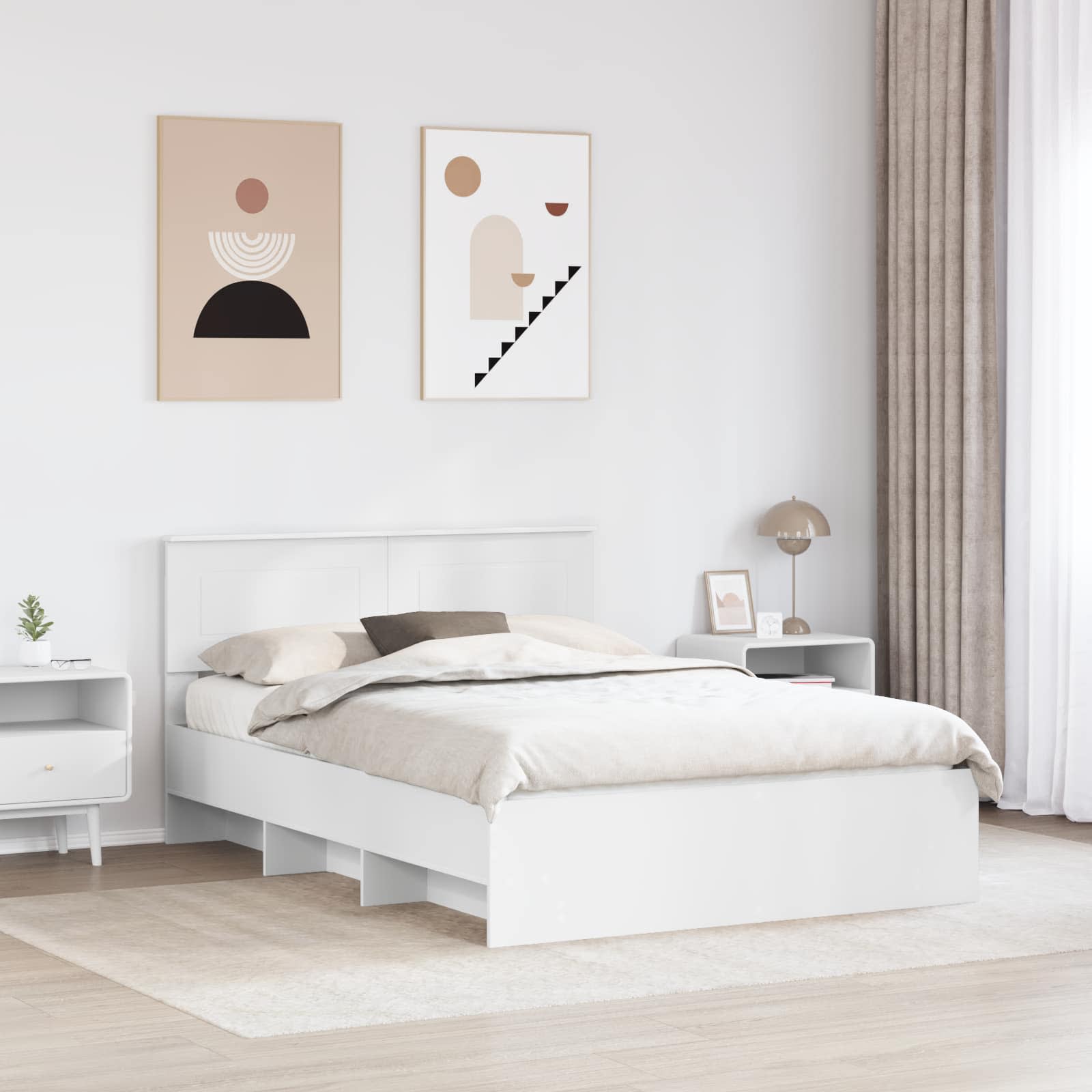 vidaXL Ramka łóżka Biały 140 x 200 cm Materiał drewnopochodny
