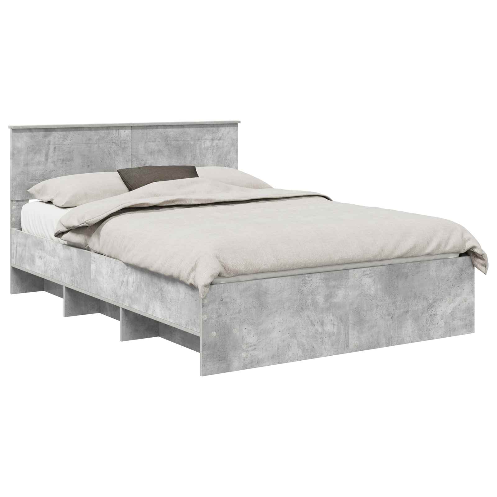 vidaXL Ramka łóżka Betonowy szary 140 x 200 cm Materiał drewnopochodny