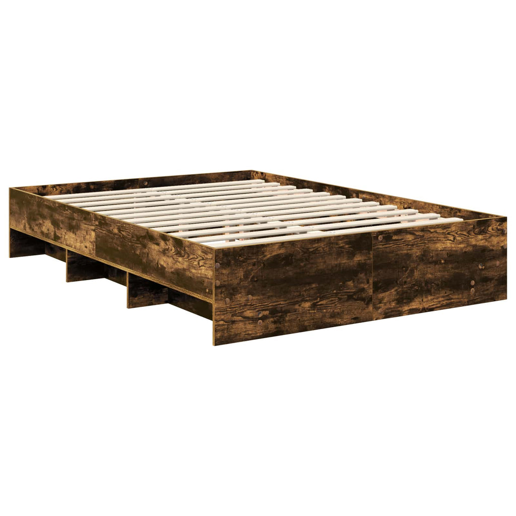 vidaXL Ramka łóżka Dąb wędzony 140 x 200 cm Materiał drewnopochodny