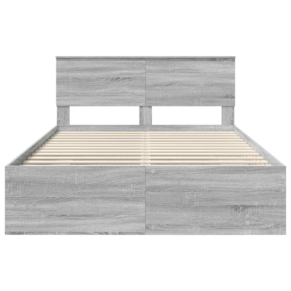 vidaXL Ramka łóżka Szary Sonoma 140 x 200 cm Materiał drewnopochodny