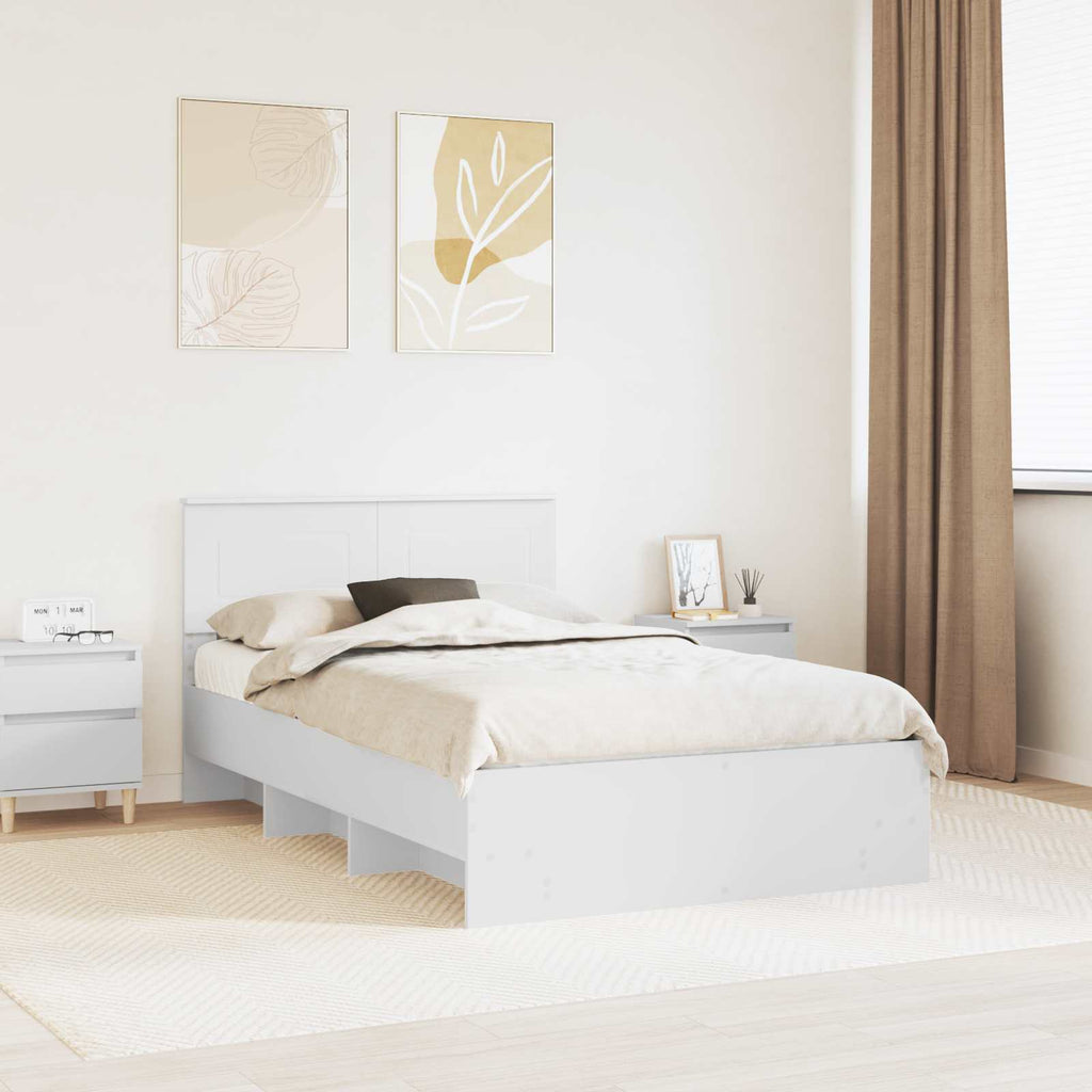 vidaXL Ramka łóżka Biały 137 x 203 cm Materiał drewnopochodny