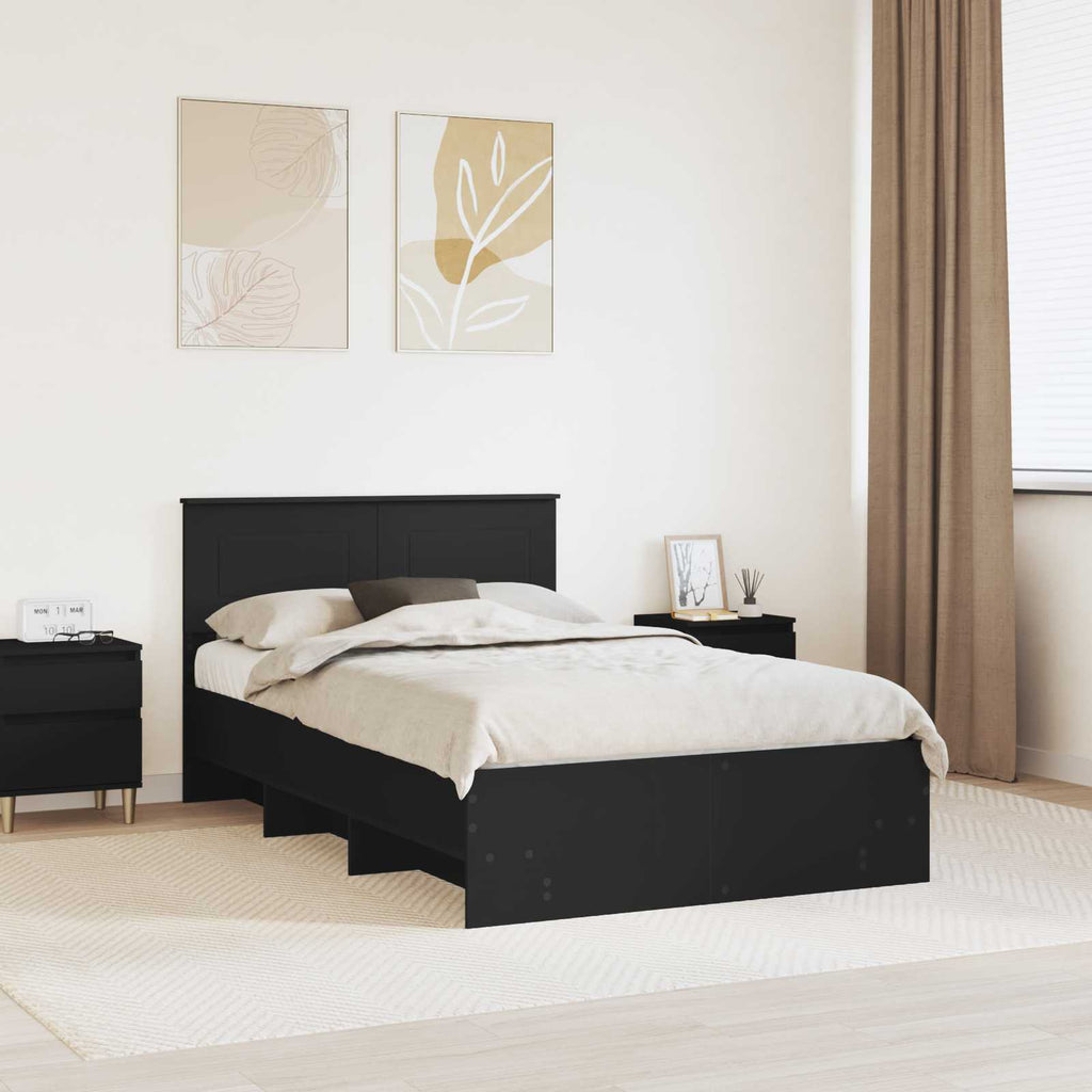 vidaXL Ramka łóżka Czarny 137 x 203 cm Materiał drewnopochodny
