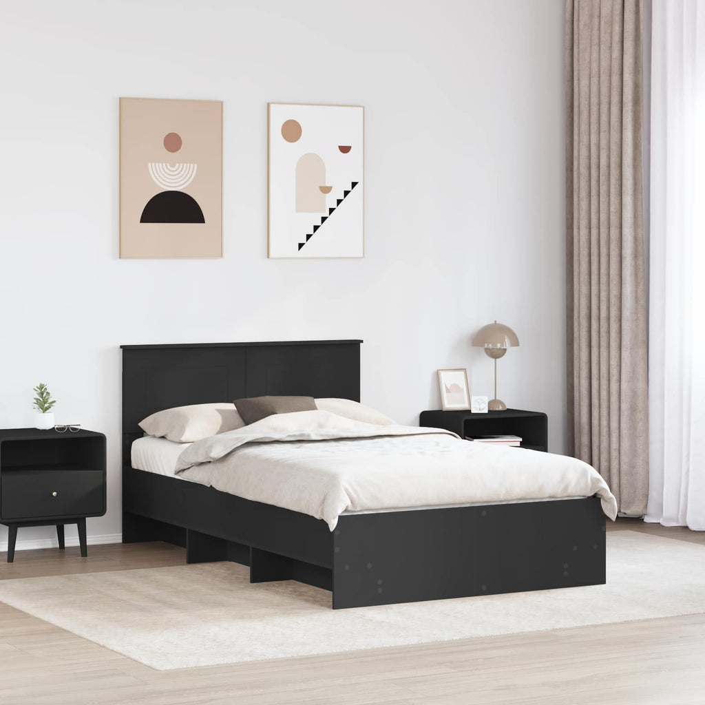 vidaXL Ramka łóżka Czarny 137 x 203 cm Materiał drewnopochodny