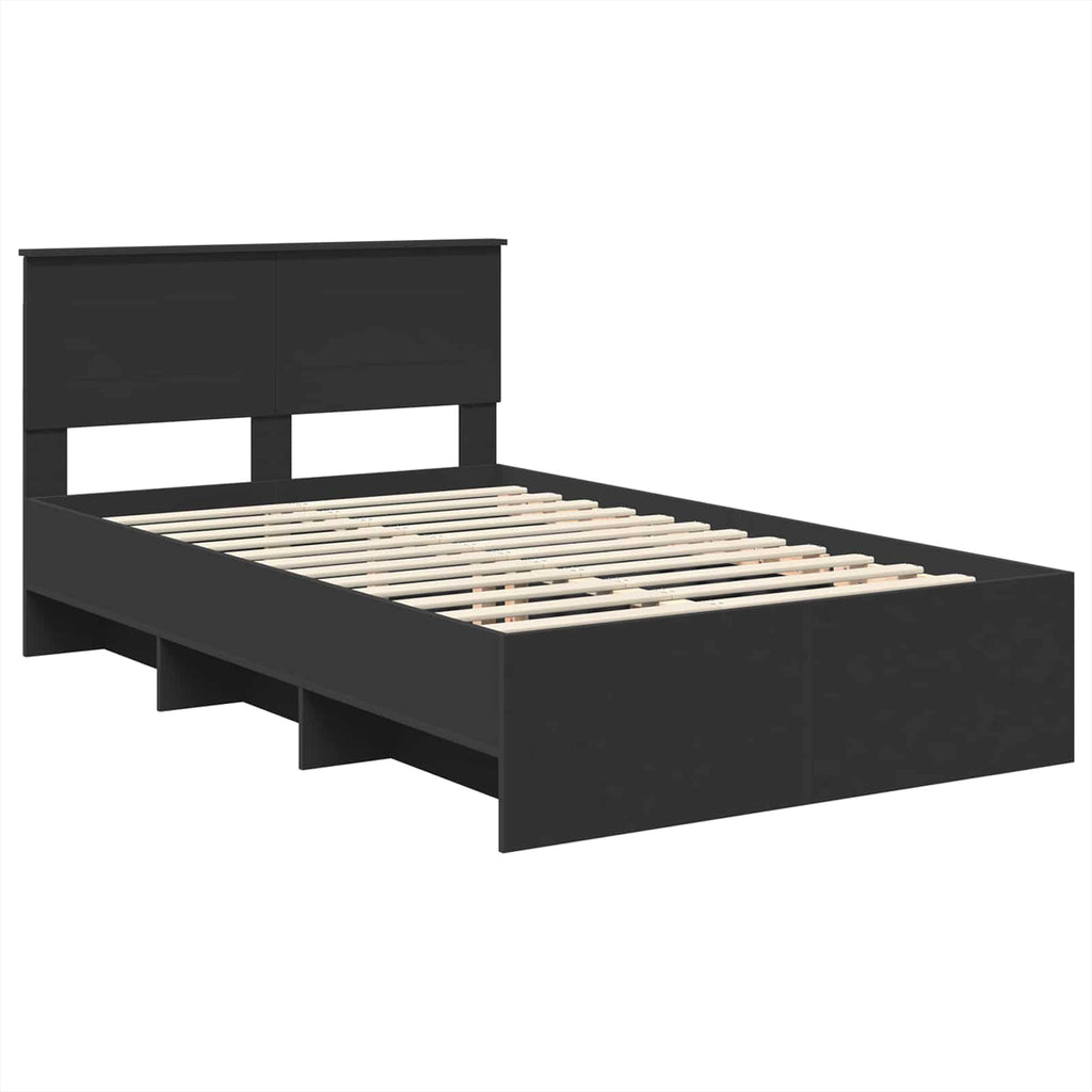vidaXL Ramka łóżka Czarny 137 x 203 cm Materiał drewnopochodny