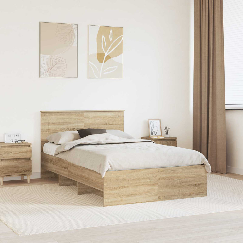 vidaXL Ramka łóżka Dąb Sonoma 137 x 203 cm Materiał drewnopochodny