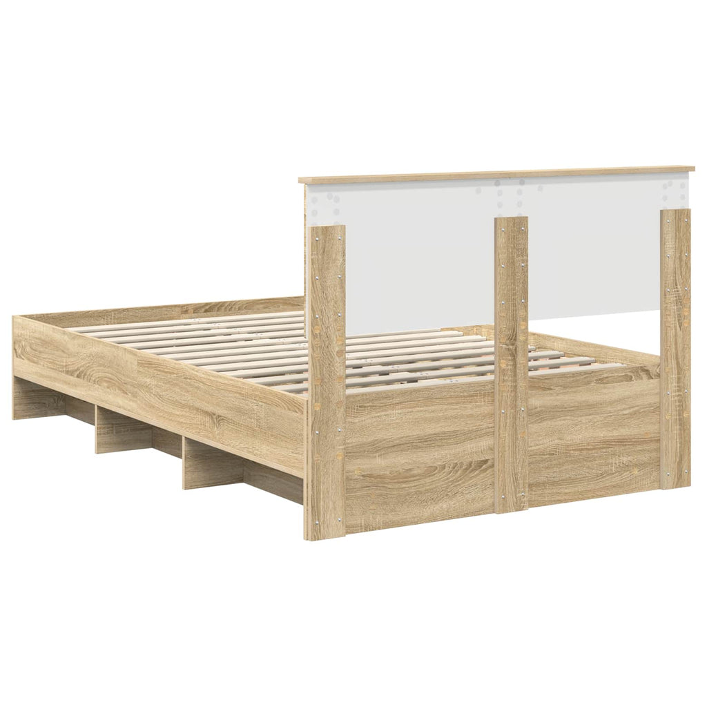 vidaXL Ramka łóżka Dąb Sonoma 137 x 203 cm Materiał drewnopochodny