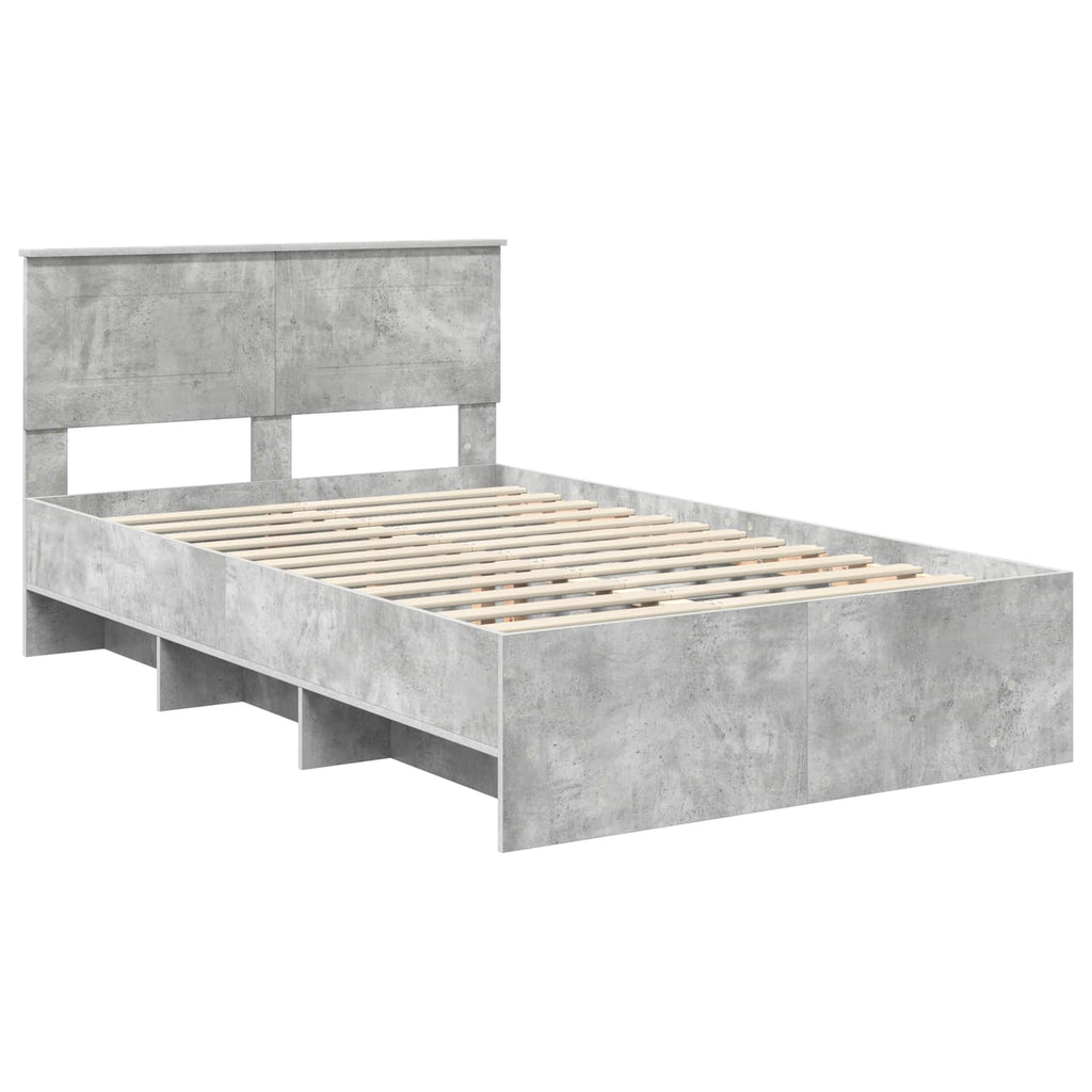 vidaXL Ramka łóżka Betonowy szary 137 x 203 cm Materiał drewnopochodny