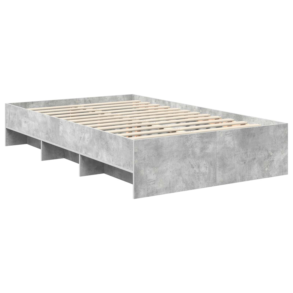 vidaXL Ramka łóżka Betonowy szary 137 x 203 cm Materiał drewnopochodny